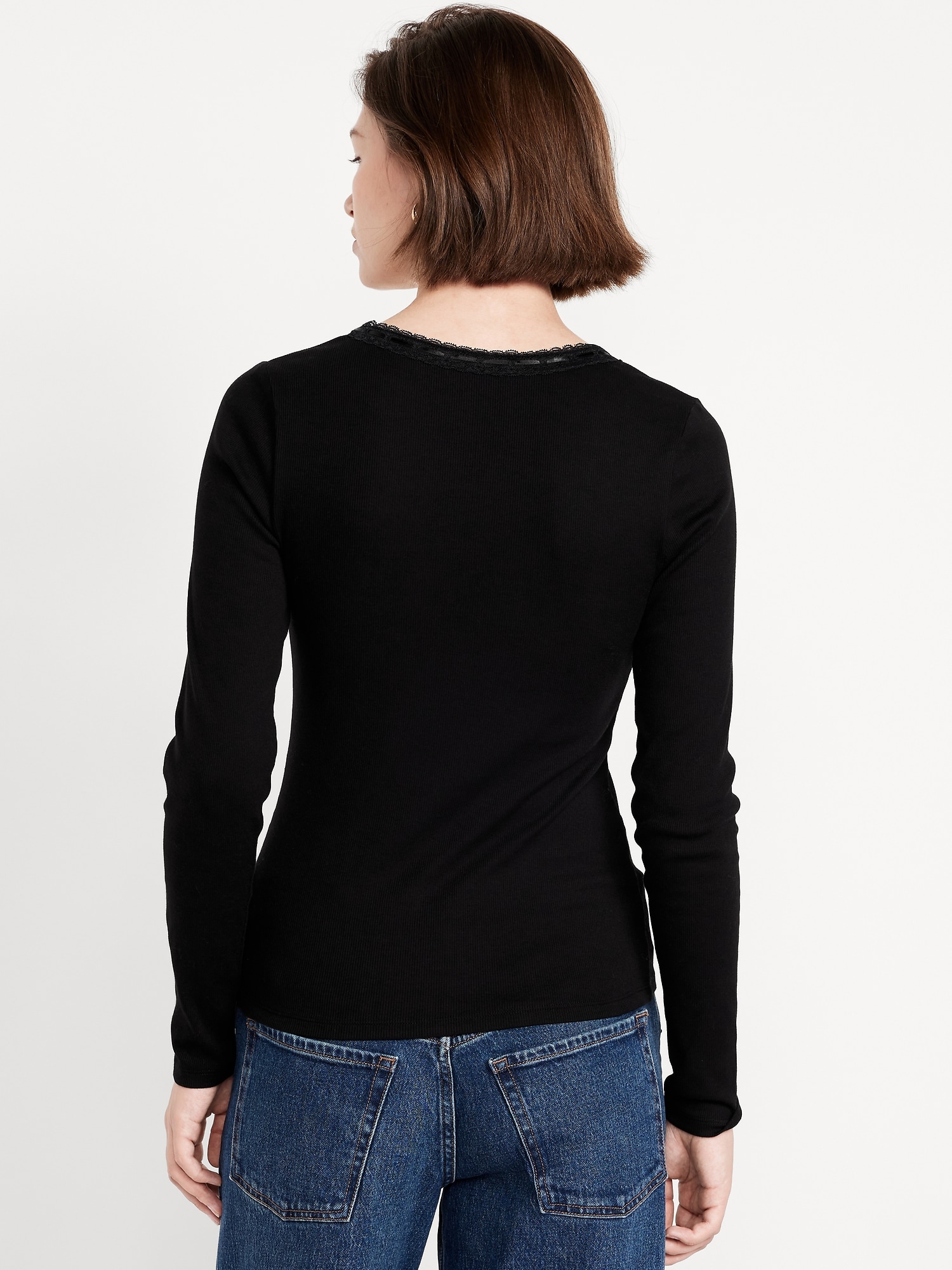 Scoop-Neck Long-Sleeve Ribbed Top