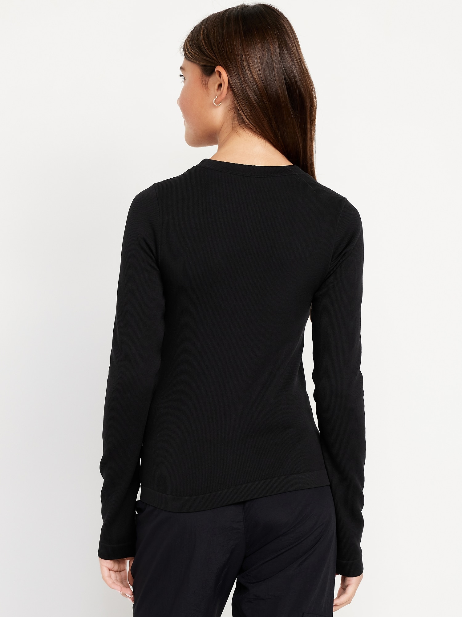 Fitted Seamless Long-Sleeve Ribbed Performance Top for Girls