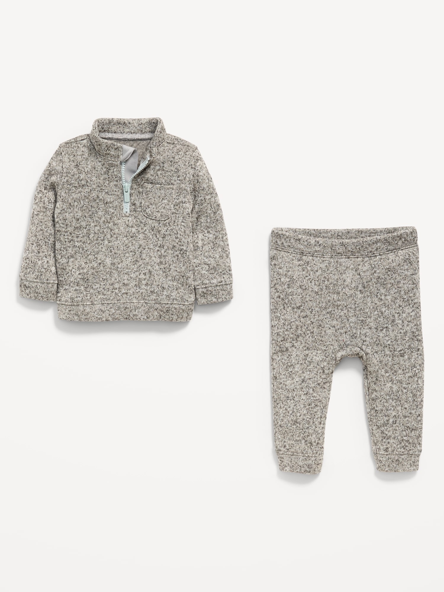 Sweater-Fleece Half-Zip and Pants Set for Baby