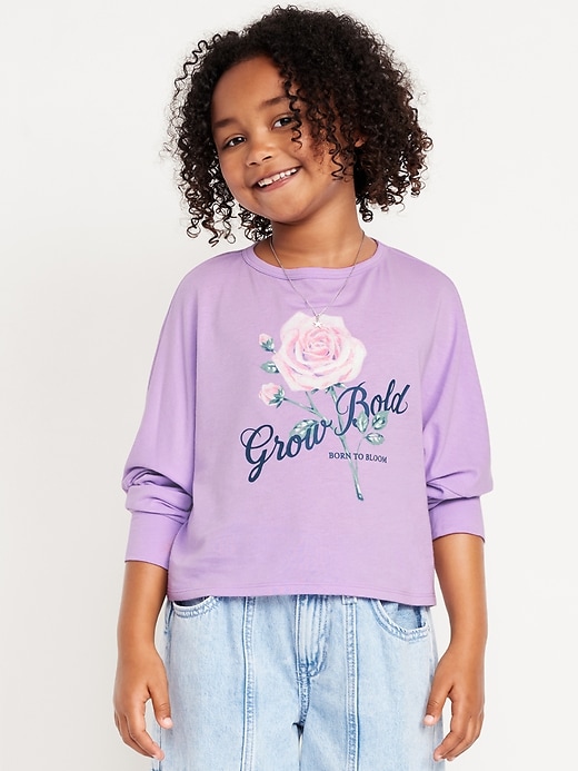 Image number 1 showing, Long-Sleeve Cropped Top for Girls