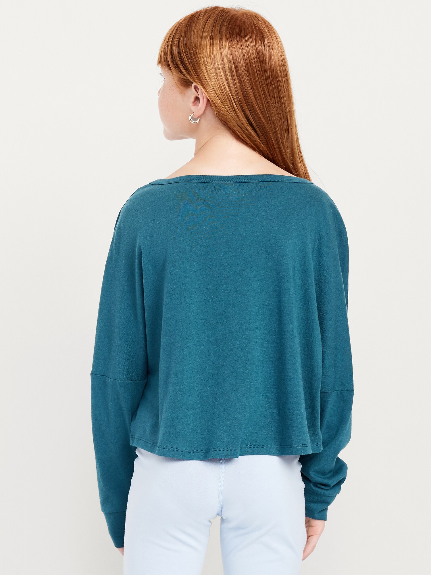Топ Old Navy Long-Sleeve Cropped Top для девочек, цвет: Бирюзовый — фото 2