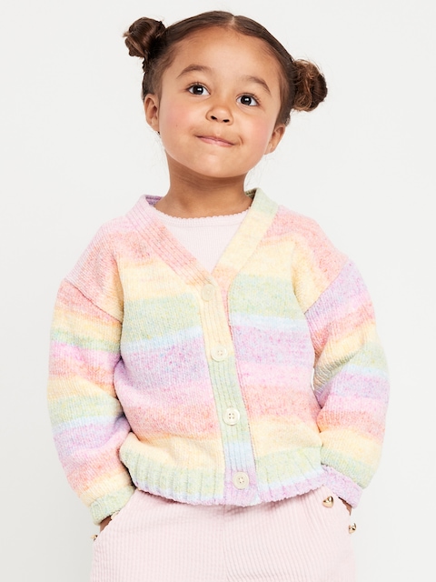 Textured Ombré Cardigan Sweater for Toddler Girls - Warm Ombré