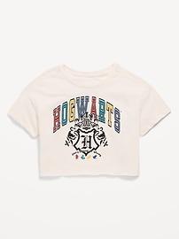 Image number 1 showing, Hogwarts™ Graphic Raw-Edge Cropped T-Shirt for Girls