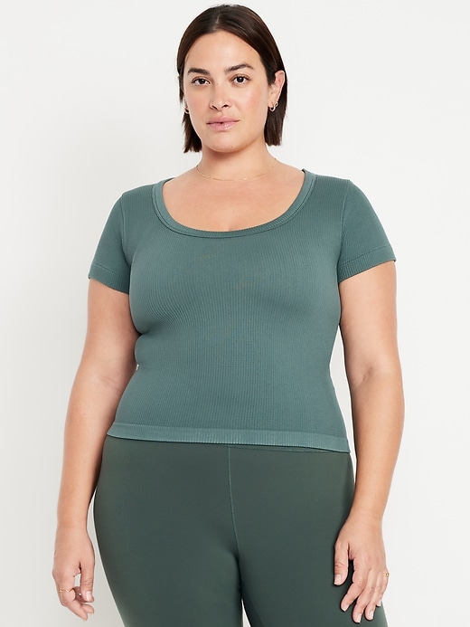 Image number 7 showing, Exhale Seamless Cropped Rib T-Shirt