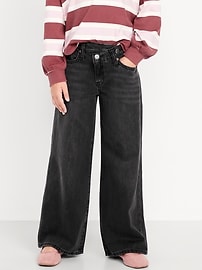 Image number 1 showing, Super Baggy Wide-Leg Crossover Jeans for Girls