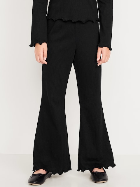 Textured Knit Flare Leggings for Girls - Black Jack