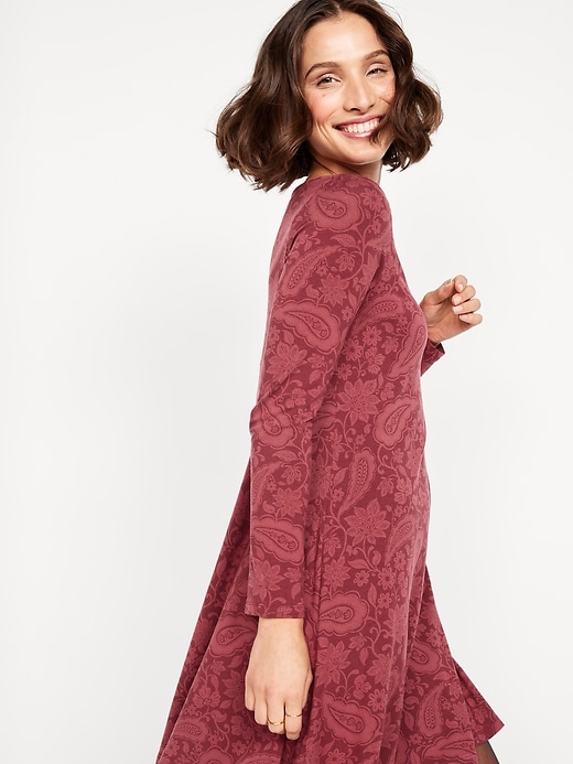 Image number 5 showing, Long-Sleeve Mini Swing Dress