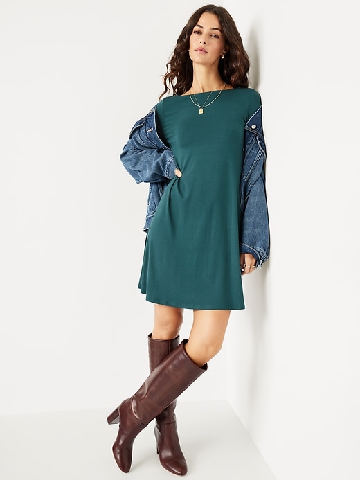 Image number 3 showing, Long-Sleeve Mini Swing Dress