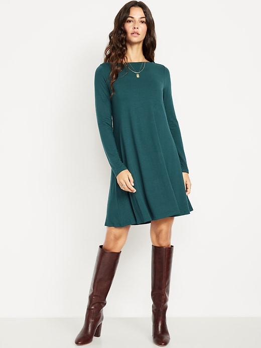 Image number 1 showing, Long-Sleeve Mini Swing Dress