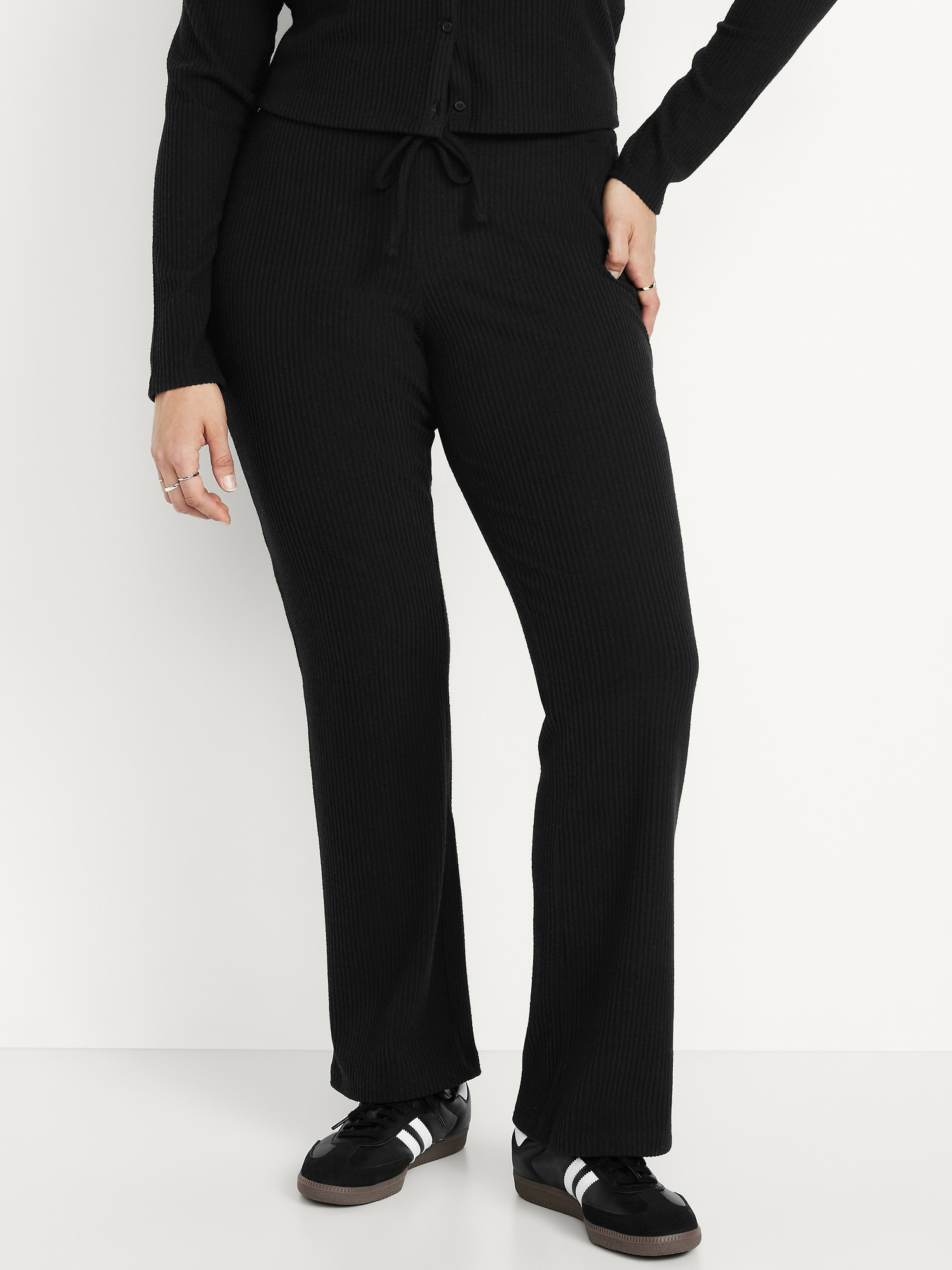 Extra High Waisted Sweater Ribbed Flare Pant