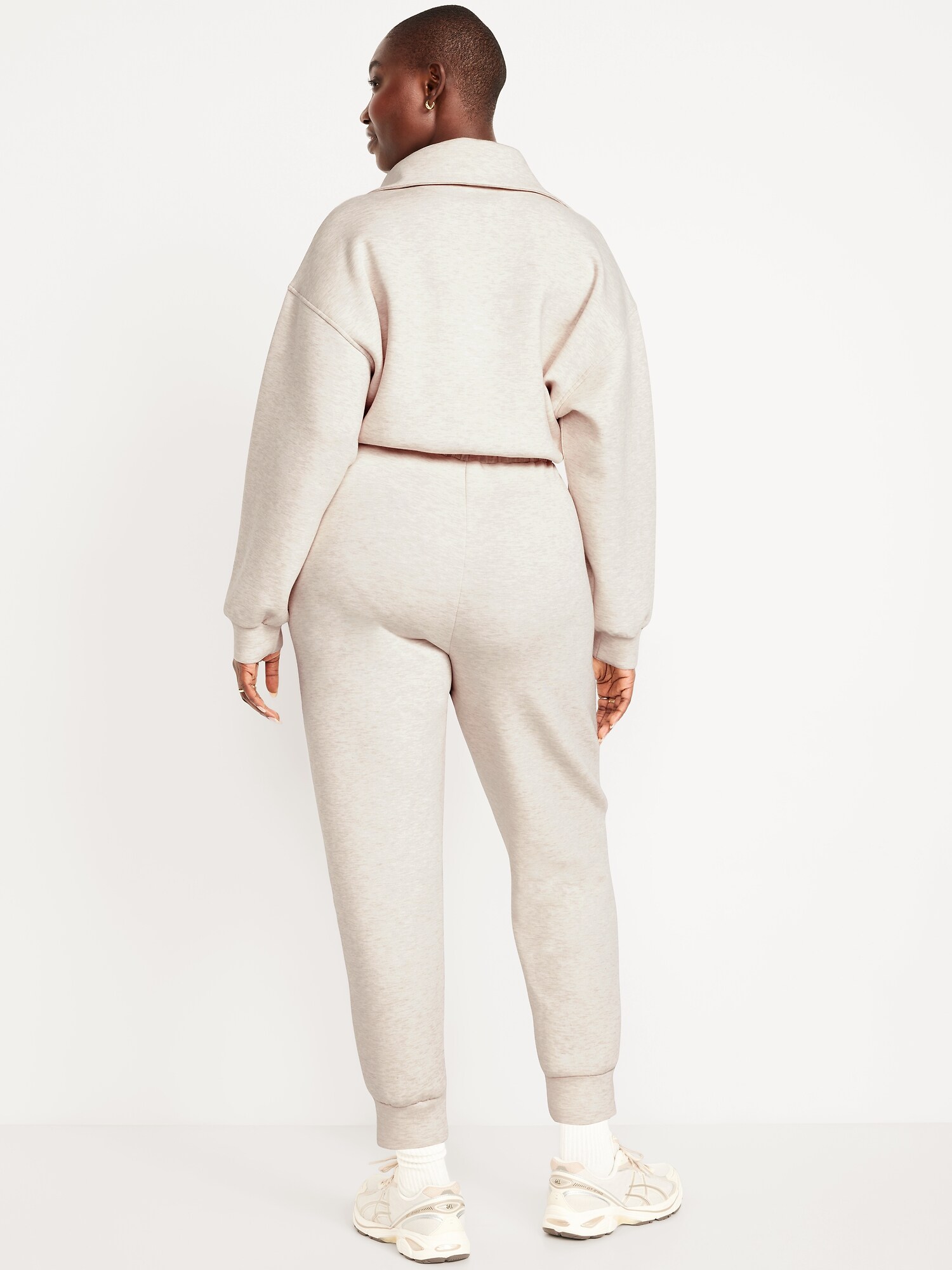 Женский комбинезон Old Navy Bounce Fleece Zip Jumpsuit, цвет: Овсяный меланжевый — фото 6