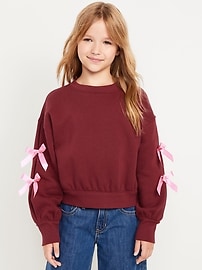 Image number 1 showing, Cozy Bow-Sleeve Crew-Neck Sweatshirt for Girls