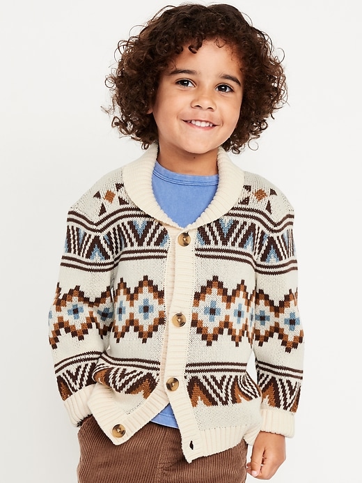 Image number 1 showing, Oversized Shawl Collar Sweater for Toddler Boys