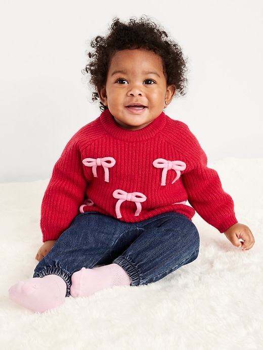 Image number 1 showing, SoSoft Textured Bows Tunic Sweater for Baby