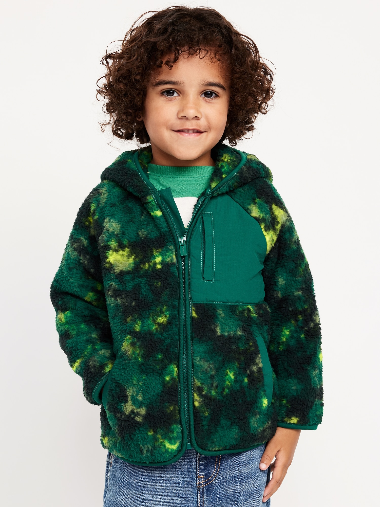 Oversized Sherpa Hooded Jacket for Toddler Boys