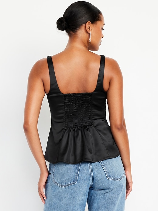 Image number 2 showing, Square-Neck Satin Peplum Top
