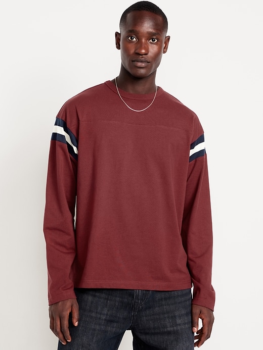 Image number 1 showing, Heavyweight Long-Sleeve Football-Style T-Shirt