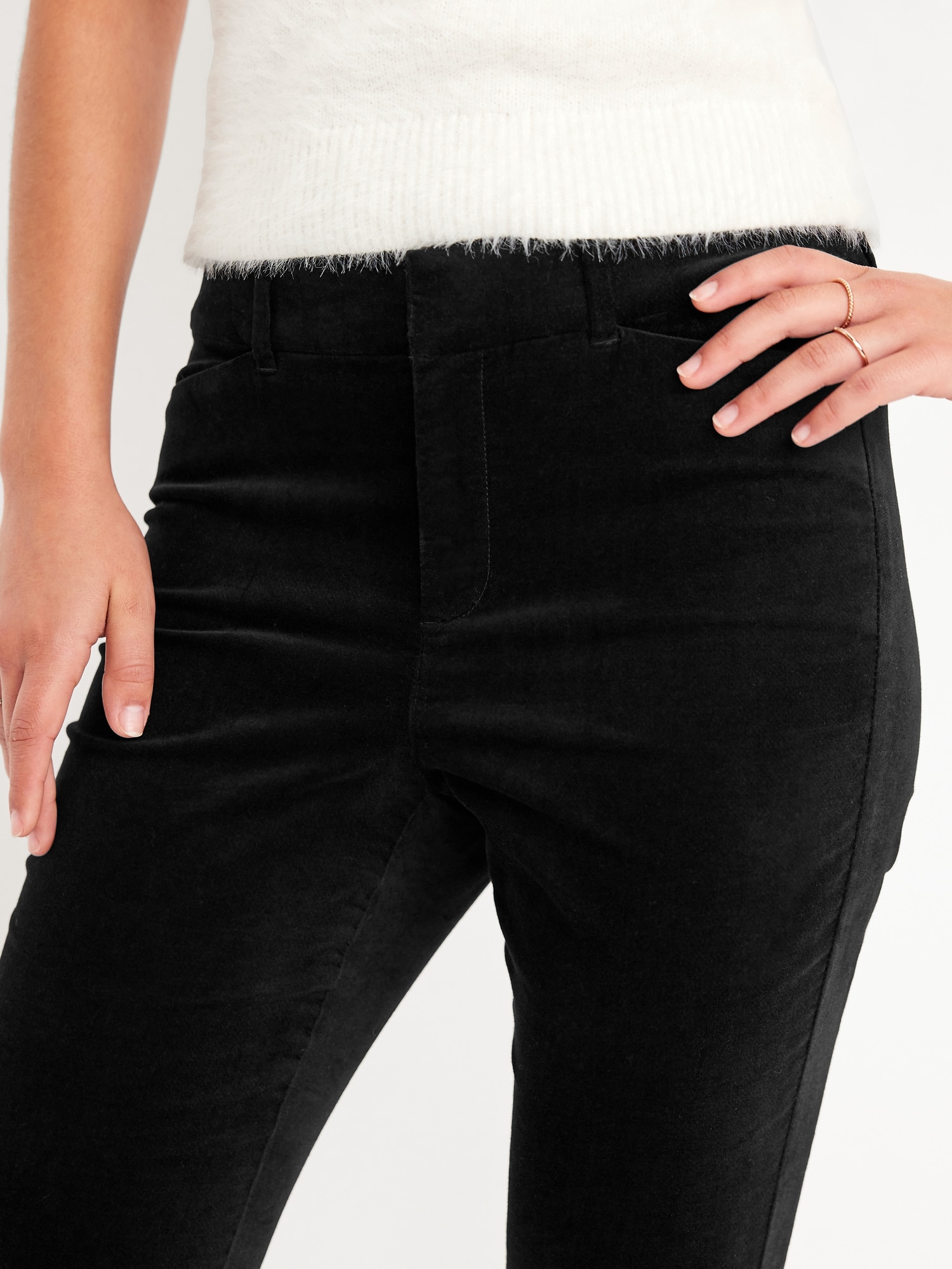 High-Waisted Velvet Pixie Skinny Ankle Pants