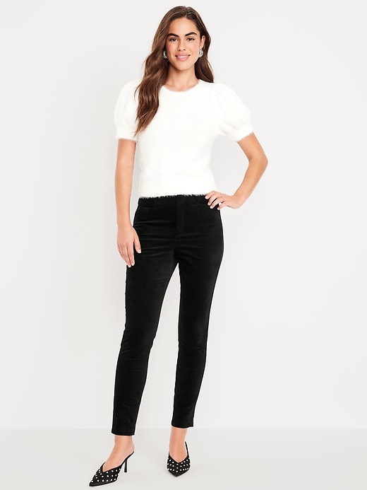 Image number 1 showing, High-Waisted Velvet Pixie Skinny Ankle Pants