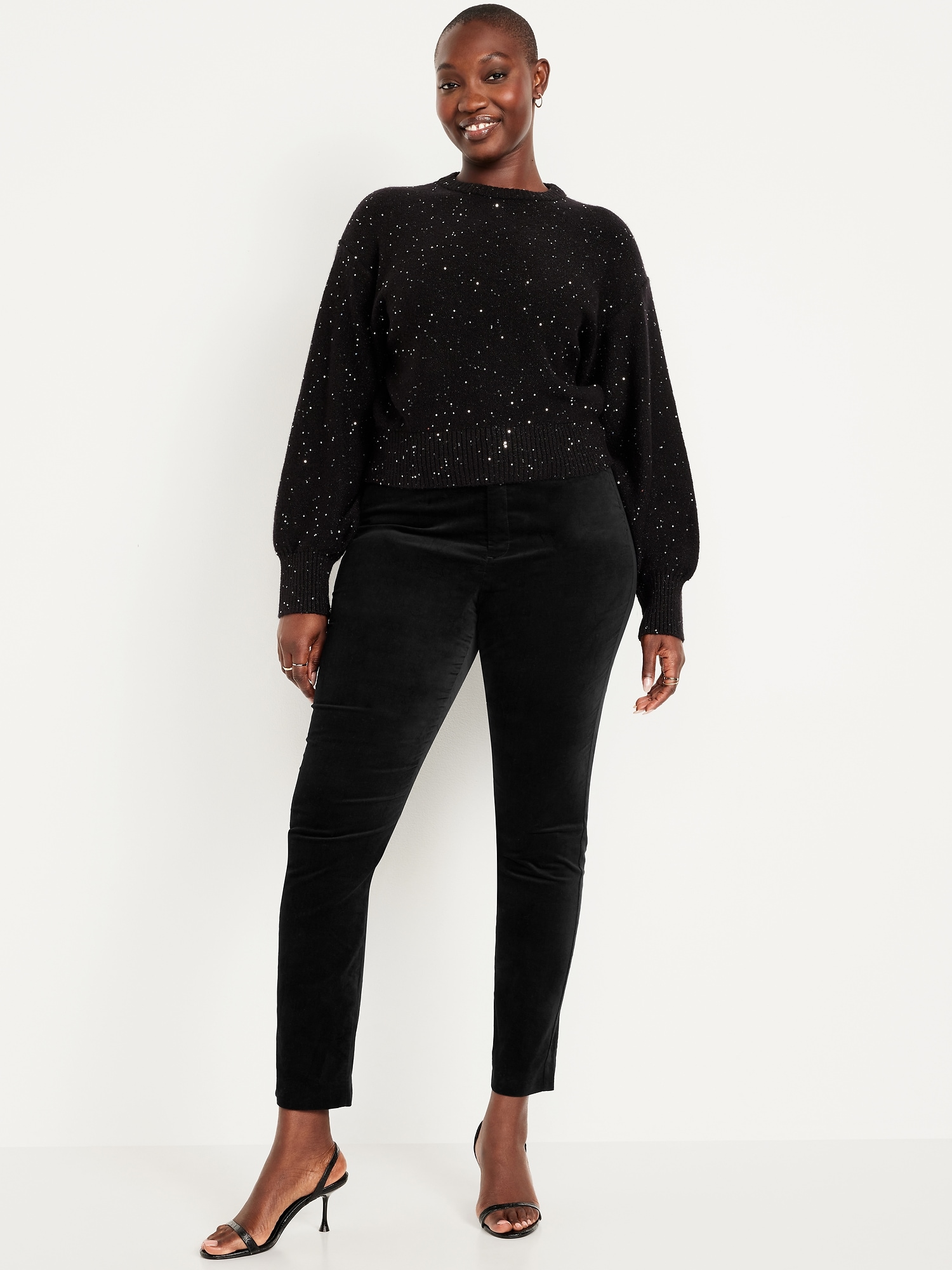 High-Waisted Velvet Pixie Skinny Ankle Pants