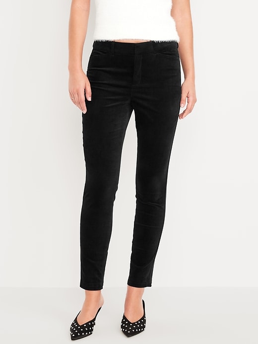 Image number 2 showing, High-Waisted Velvet Pixie Skinny Ankle Pants