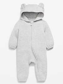 Image number 1 showing, Bounce Fleece Hooded Critter One-Piece for Baby