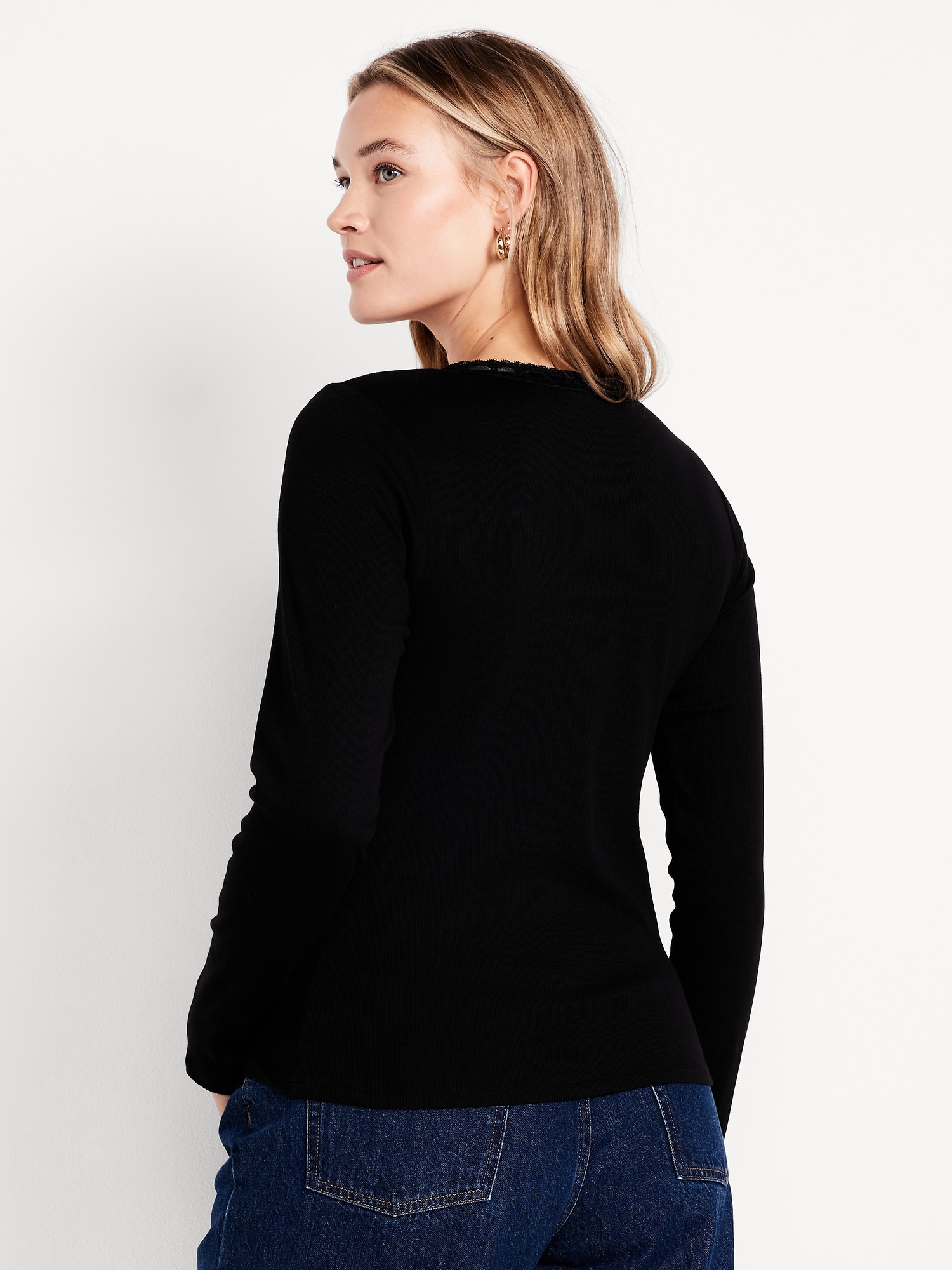 Scoop-Neck Long-Sleeve Ribbed Top