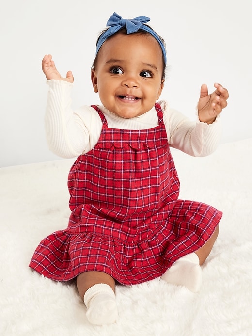 Image number 1 showing, Mock-Neck Top and Plaid Dress Set for Baby
