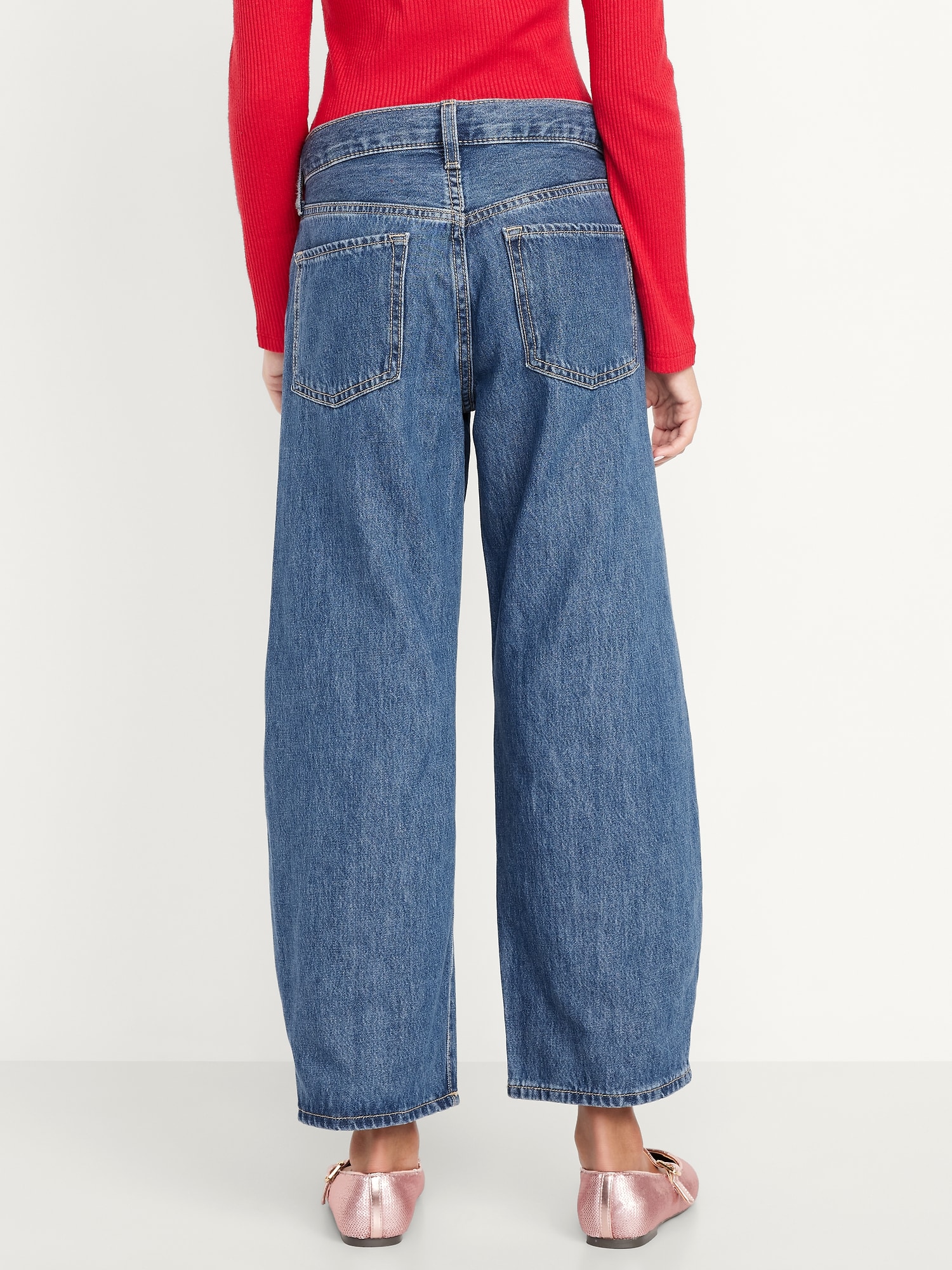 Printed Super Baggy Barrel-Leg Jeans for Girls