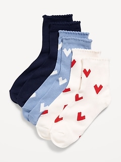 Novelty Quarter Crew Socks 3-Pack for Women