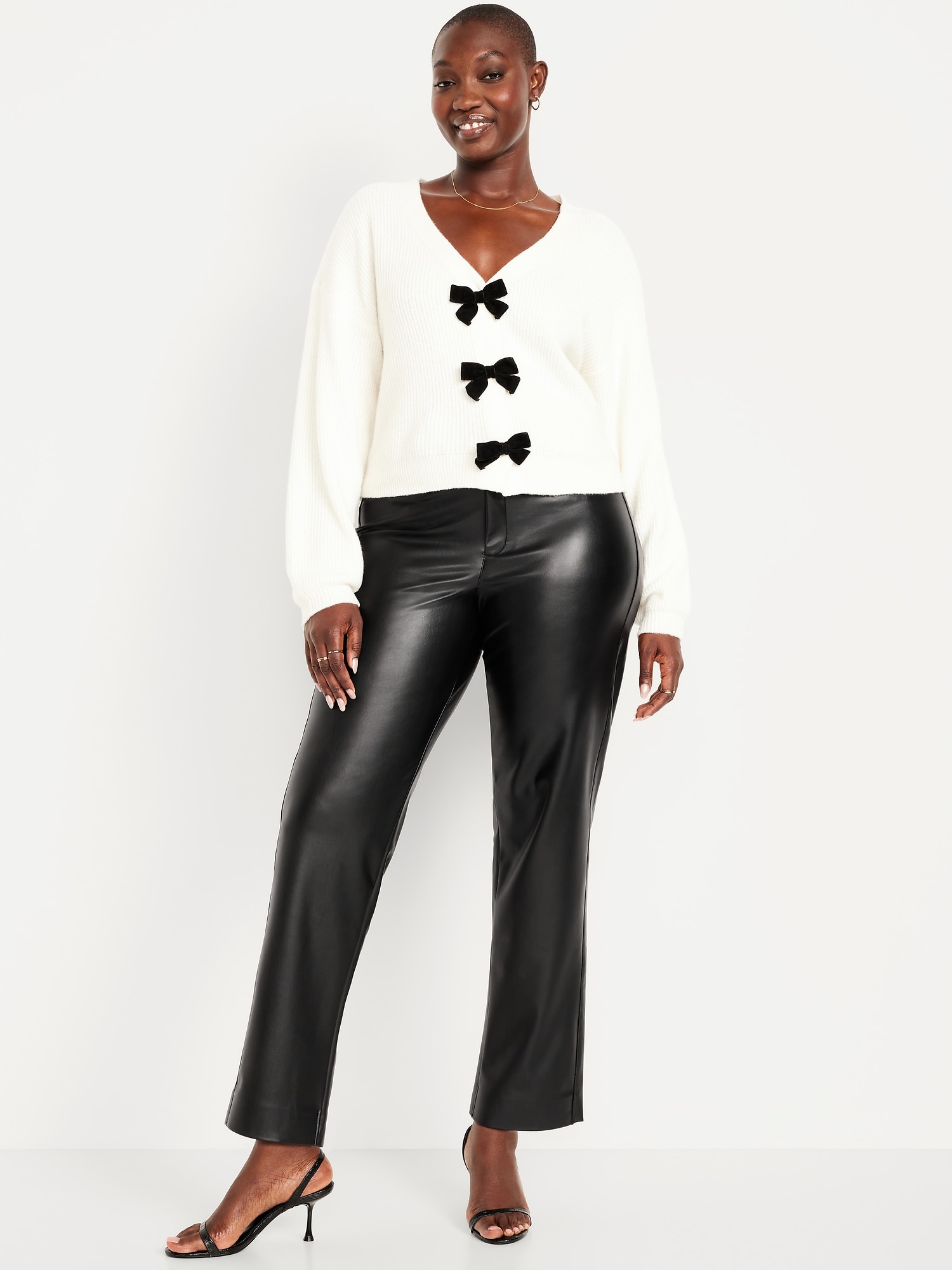 High-Waisted Faux-Leather Pixie Straight Pants