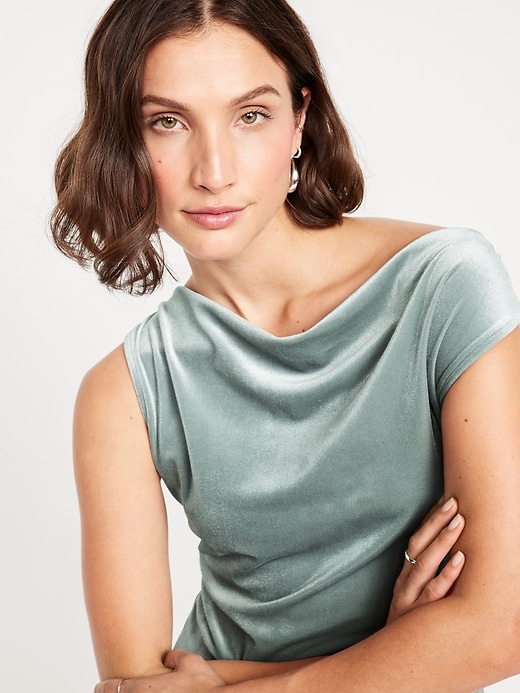 Image number 6 showing, Off-the-Shoulder Ruched Velvet Mini Dress