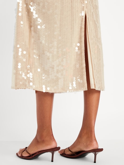 Image number 5 showing, High-Waisted Sequin Midi Pencil Skirt