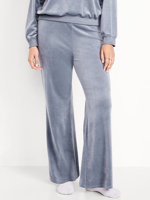 Image number 5 showing, High-Waisted Velour Flare Lounge Pants