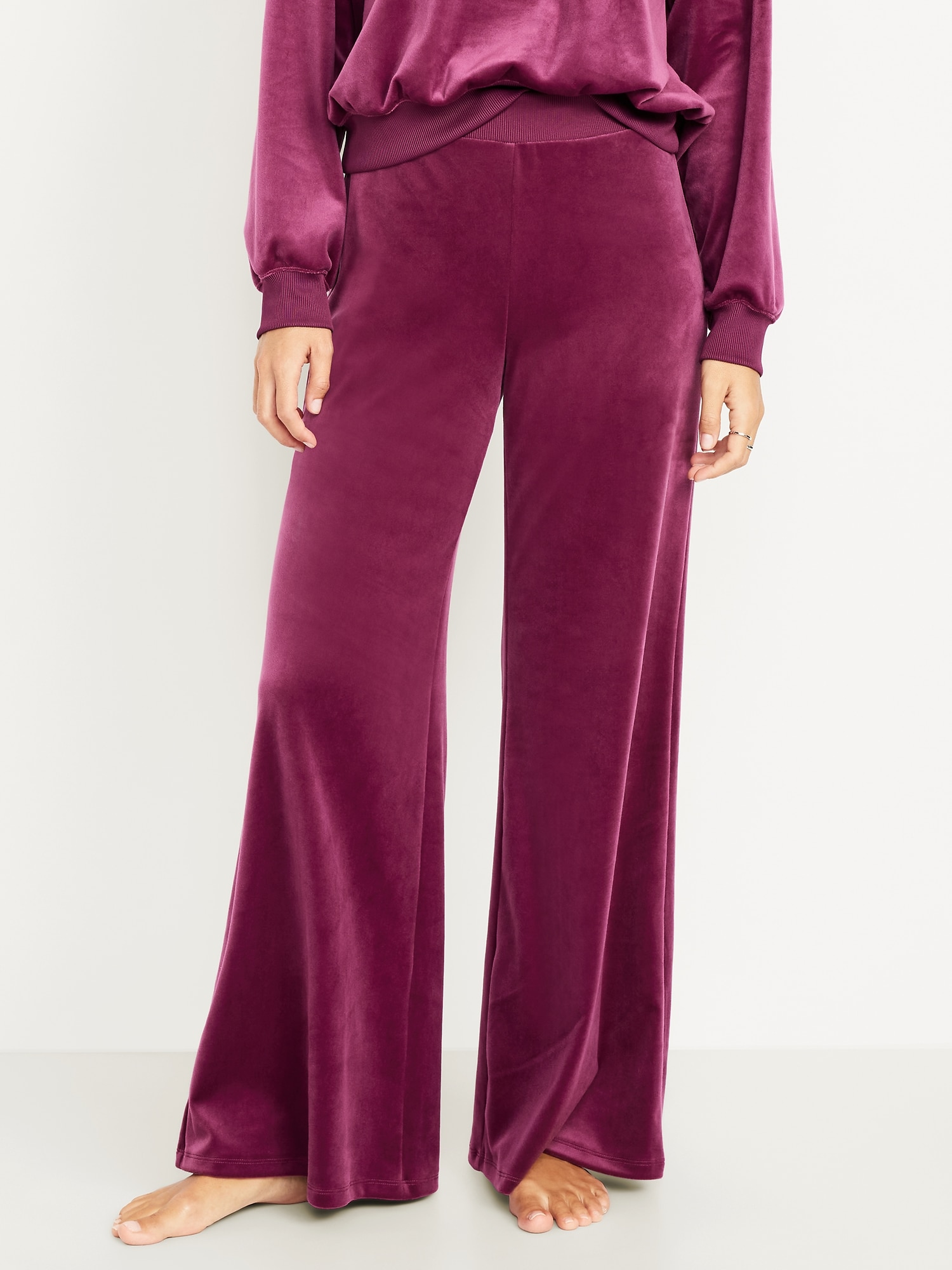 High-Waisted Velour Flare Lounge Pants