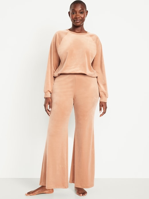 Image number 5 showing, High-Waisted Velour Flare Lounge Pants