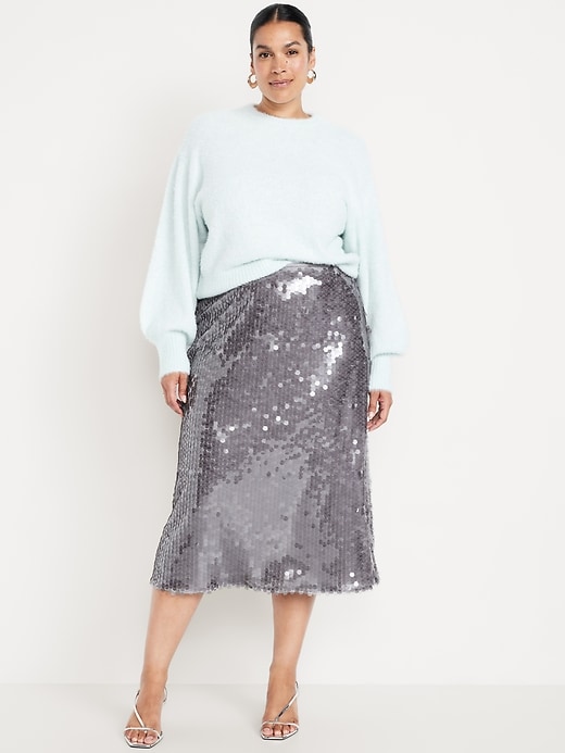 Image number 8 showing, High-Waisted Sequin Midi Pencil Skirt
