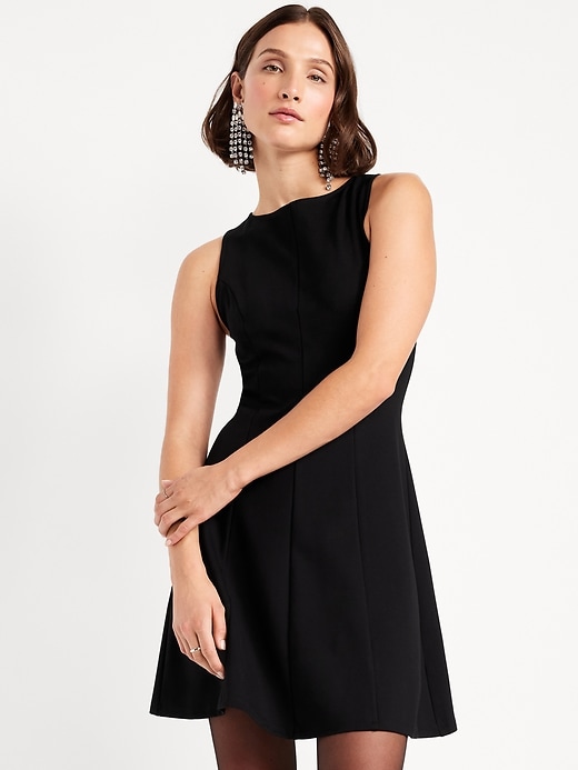 Image number 3 showing, Sleeveless Ponte-Knit Mini Swing Dress