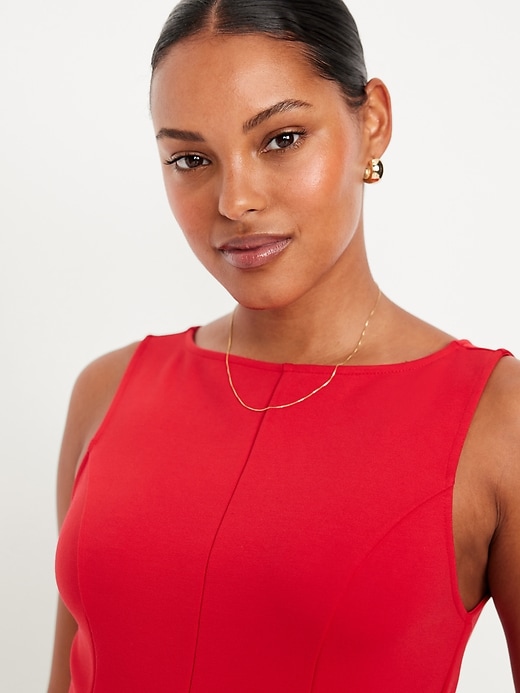 Image number 5 showing, Sleeveless Ponte-Knit Mini Swing Dress
