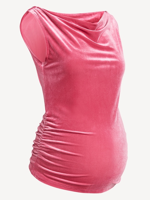Maternity Asymmetrical Shoulder Top - Thimble Berry