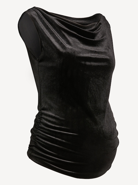 Maternity Asymmetrical Shoulder Top - Black Jack