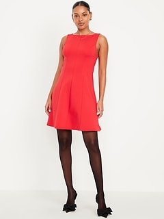 Sleeveless Ponte-Knit Mini Swing Dress
