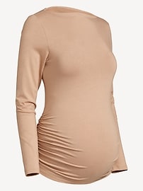 Image number 2 showing, Maternity Long-Sleeve Slit-Neck T-Shirt