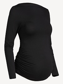 Image number 1 showing, Maternity Long-Sleeve Slit-Neck T-Shirt