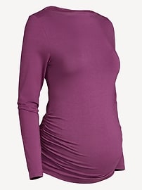 Image number 1 showing, Maternity Long-Sleeve Slit-Neck T-Shirt