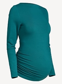 Image number 1 showing, Maternity Long-Sleeve Slit-Neck T-Shirt