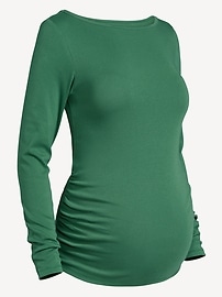Image number 1 showing, Maternity Long-Sleeve Boatneck T-Shirt
