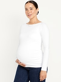 Image number 1 showing, Maternity Long-Sleeve Boatneck T-Shirt