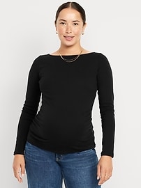 Image number 1 showing, Maternity Long-Sleeve Boatneck T-Shirt