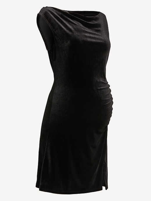 Image number 4 showing, Maternity Asymmetrical Shoulder Mini Dress